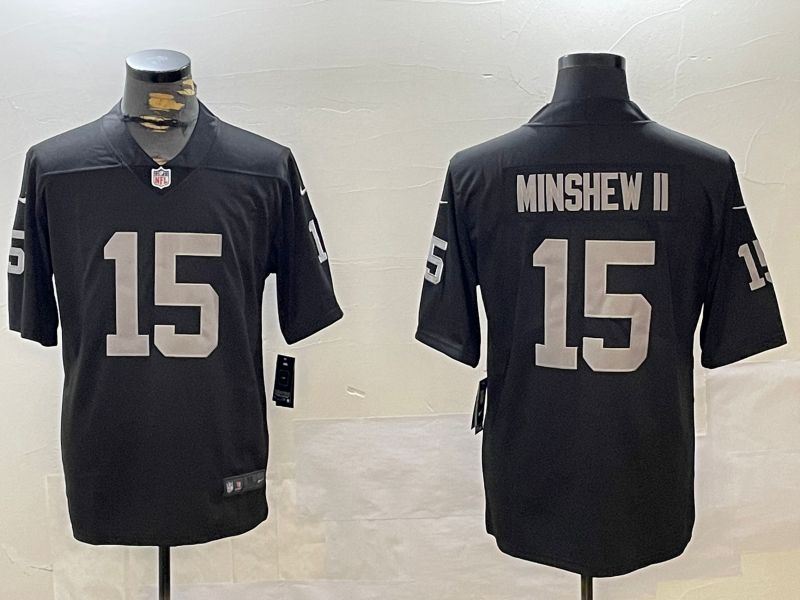 Men Oakland Raiders #15 Minshew ii Black 2024 Nike Limited NFL Jersey style 1